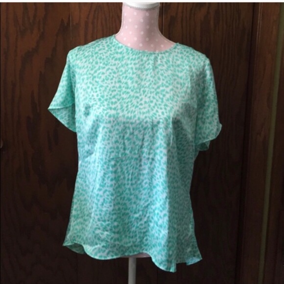 Michael Micael Kors Abstract Jaguar Peplum Top L - Picture 2 of 4